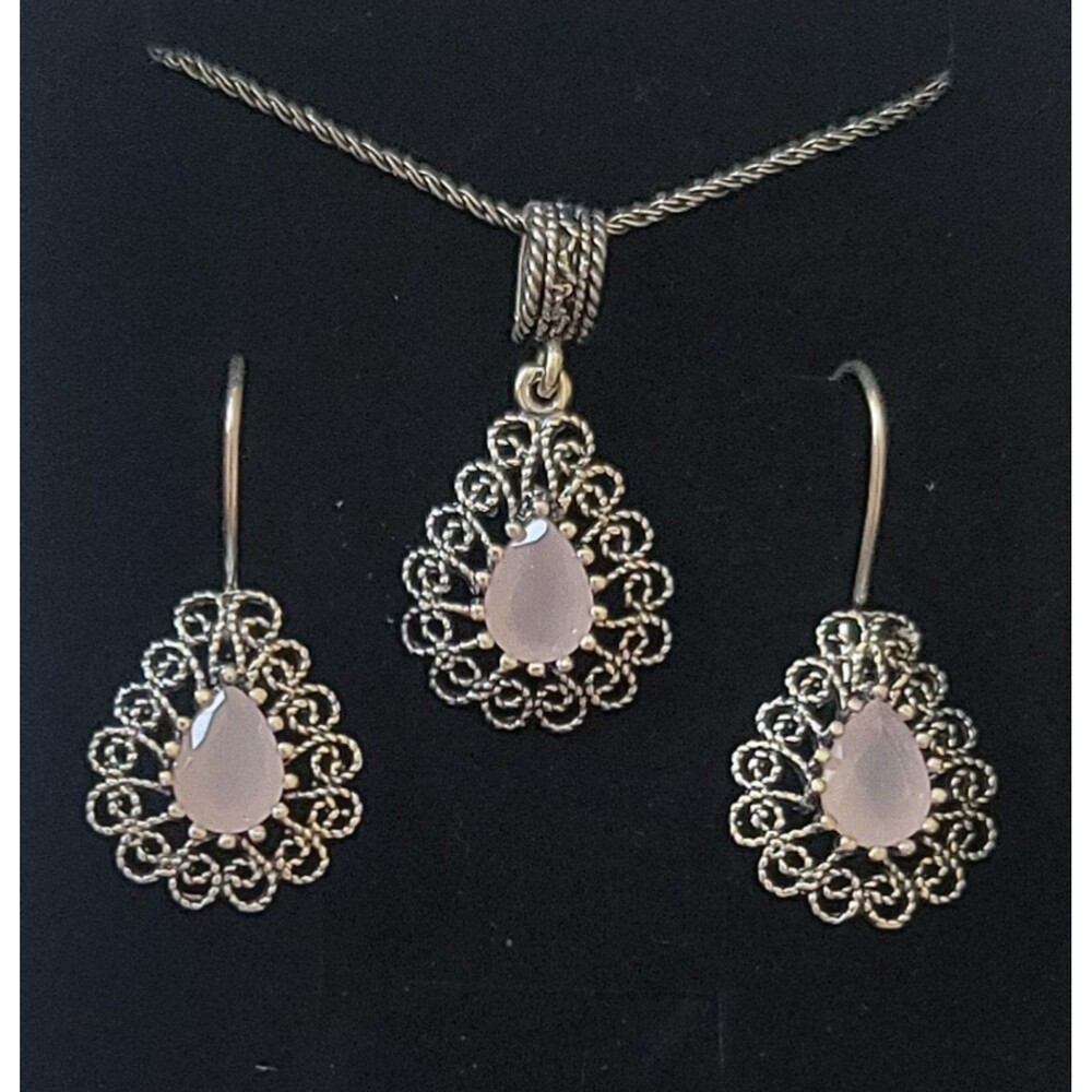 925 Sterling Silver Turkish Filigree Wedding Jewelry Set for Women, HandmadeGift - Picture 1 of 10